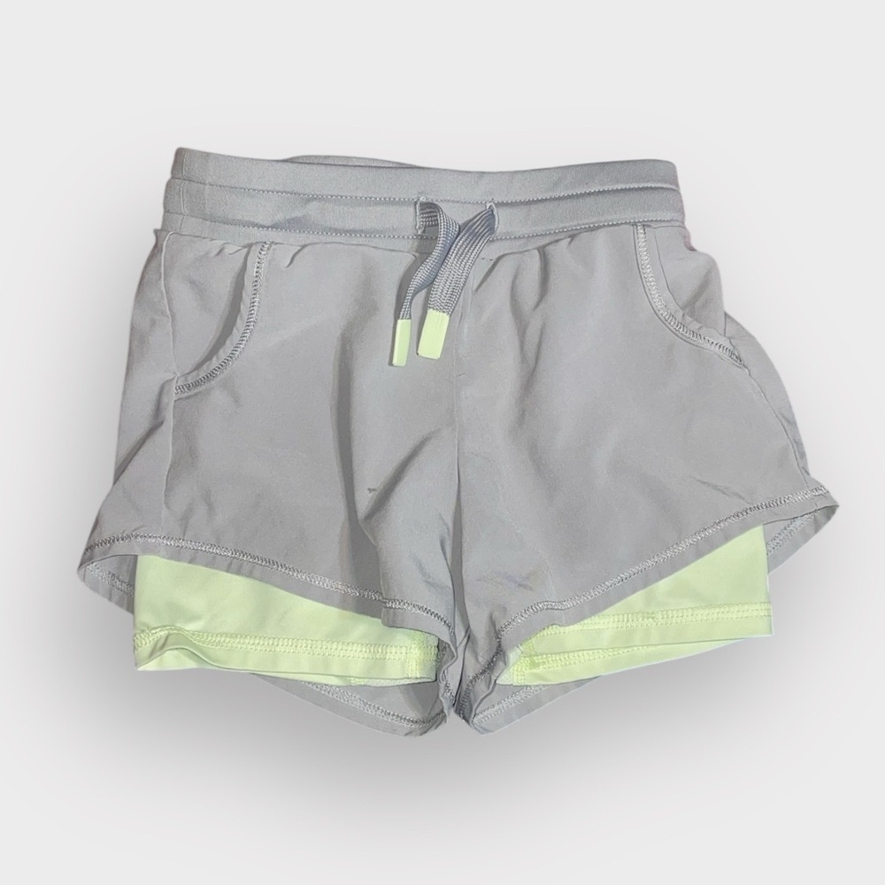 All in Motion Girls’ Gray & Green Athletic Shorts (XS)